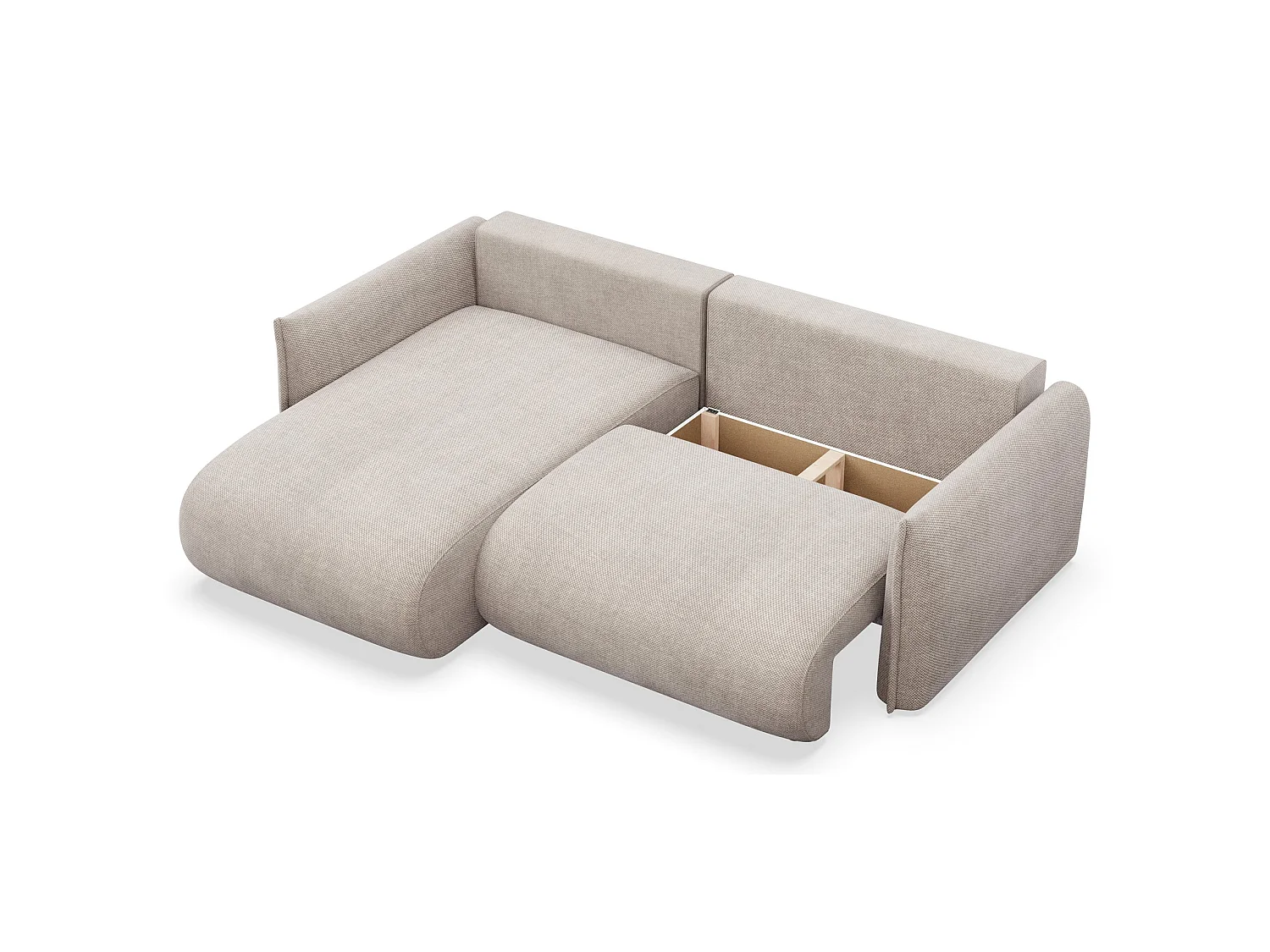 Canapé d'angle convertible – Angle à gauche – chenille beige clair – CUSHI