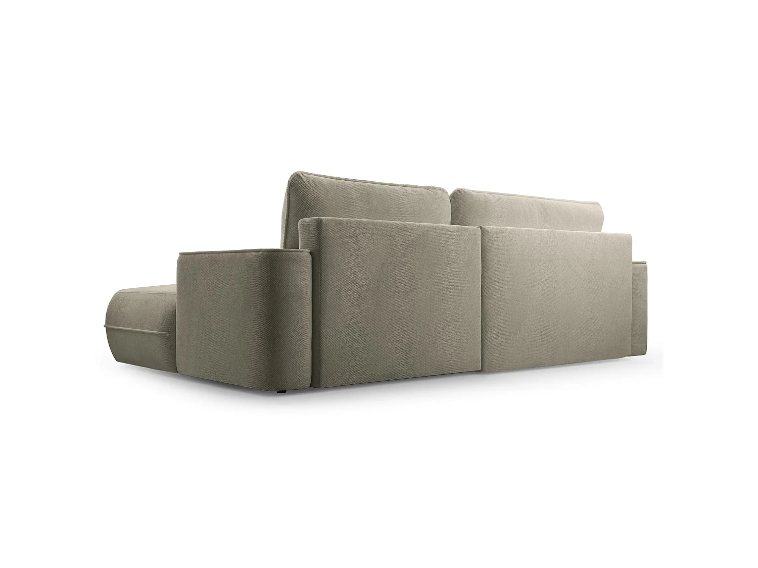 Ecksofa mit Schlaffunktion – Bettkasten – Ottomane links,Strukturstoff wasserabweisend – Hellbraun – FUERRO