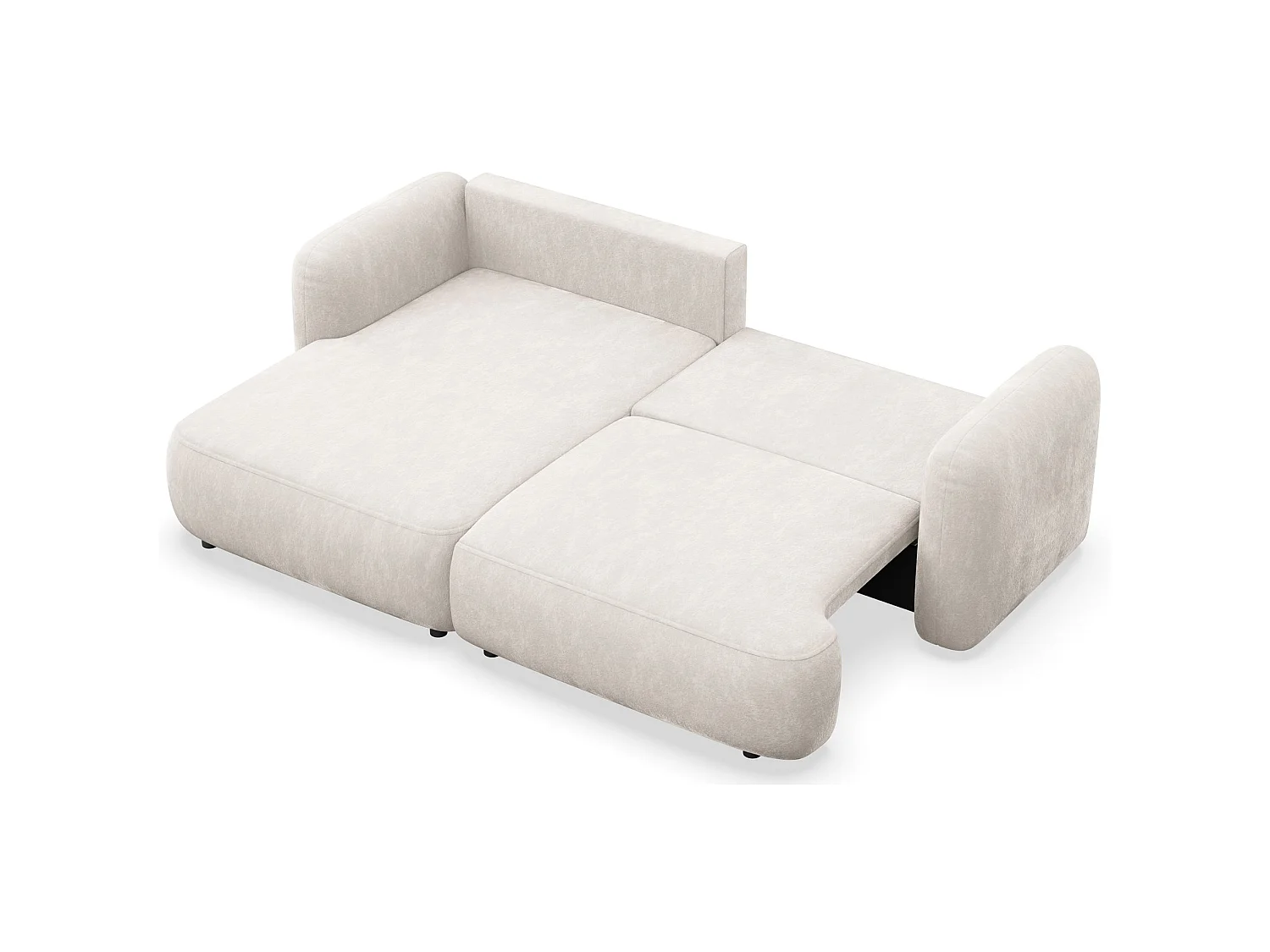 Ecksofa mit Schlaffunktion – Ottomane links – Creme-Chenille – TVOYA
