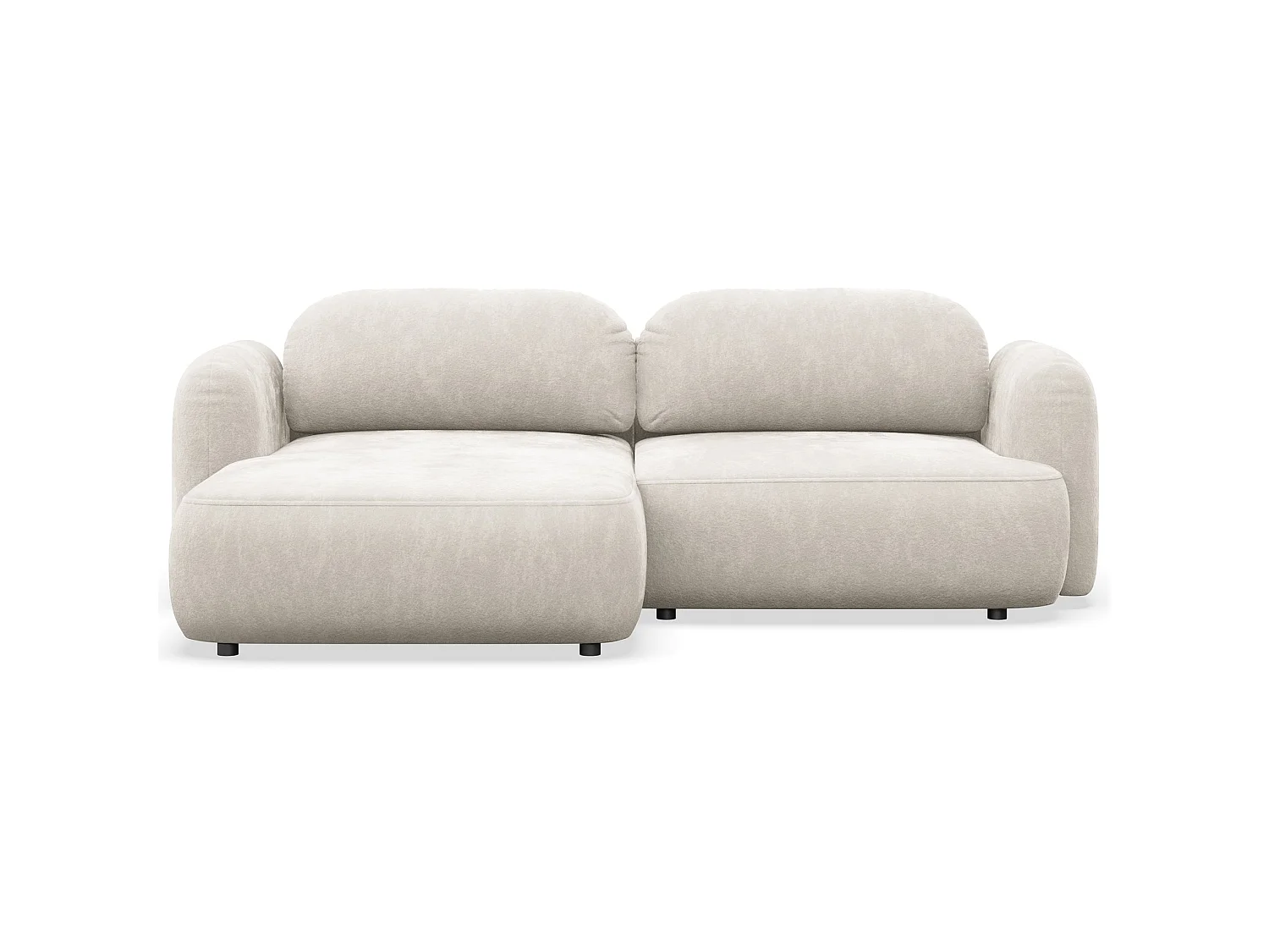 Ecksofa mit Schlaffunktion – Ottomane links – Creme-Chenille – TVOYA