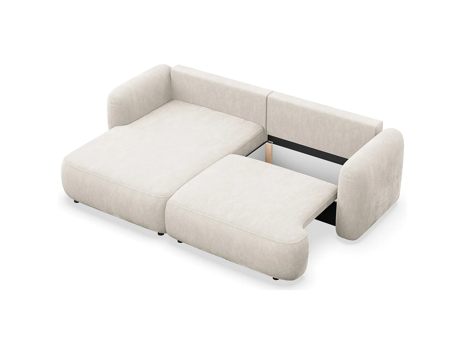 Ecksofa mit Schlaffunktion – Ottomane links – Creme-Chenille – TVOYA