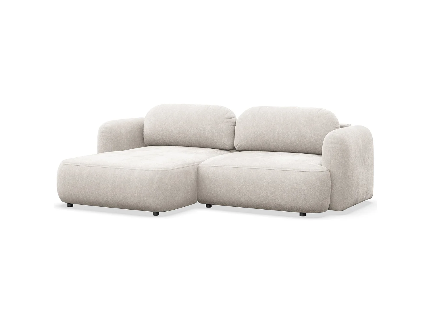 Ecksofa mit Schlaffunktion – Ottomane links – Creme-Chenille – TVOYA
