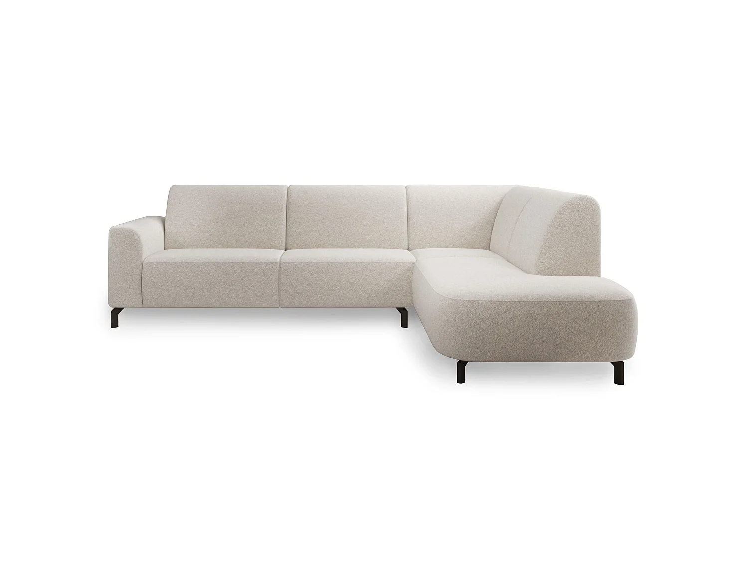 Canapé d'angle droit 4 places en tissu crème LUNUNA