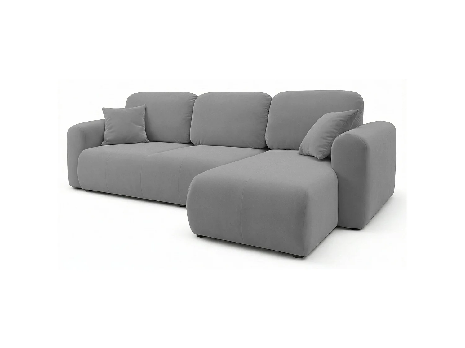 Canapé d'angle 3 places convertible en velours gris OLIDO