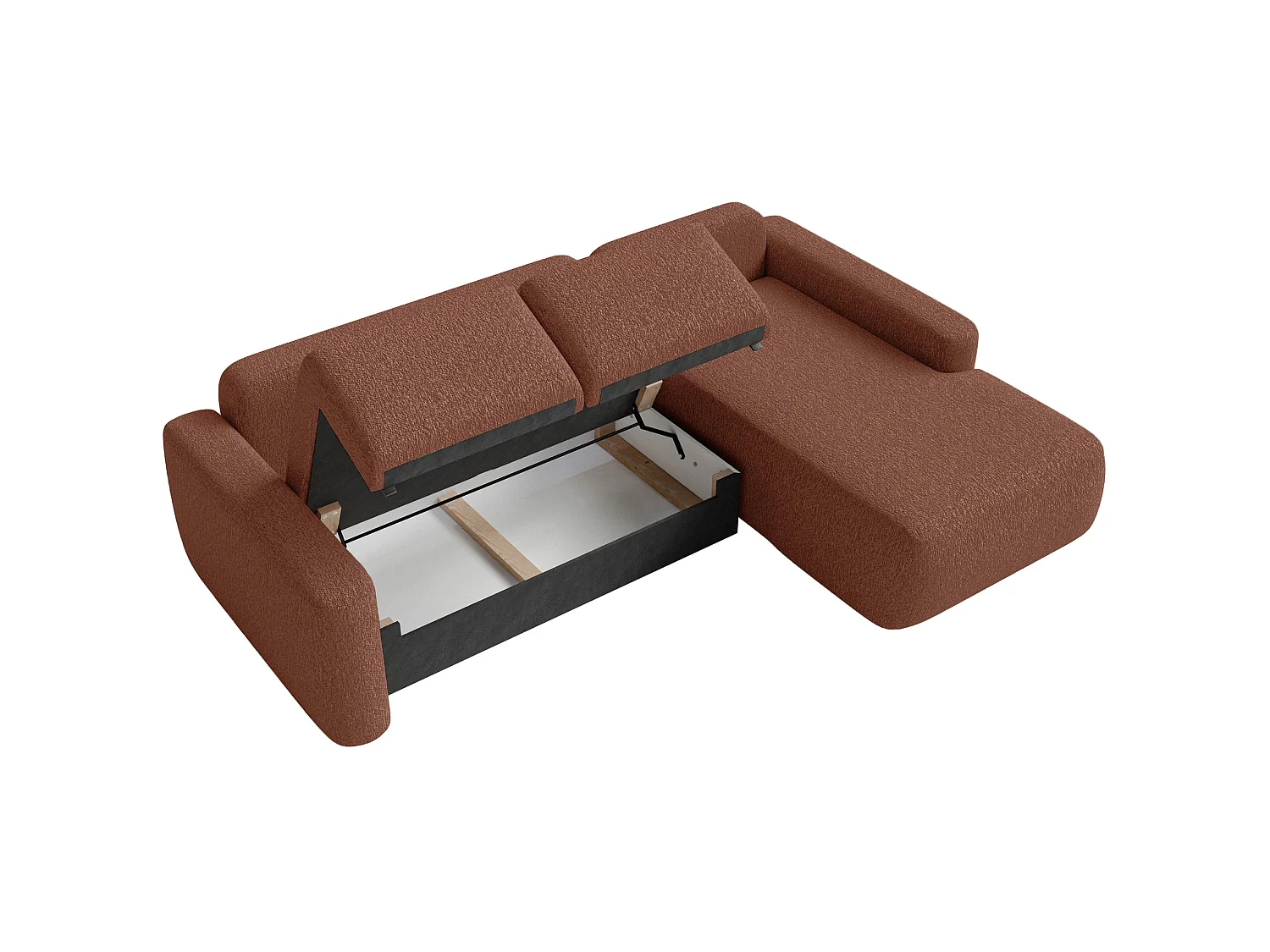 Canapé d'angle convertible – Angle à droite – Chenille Cuivre – CARNOS MINI