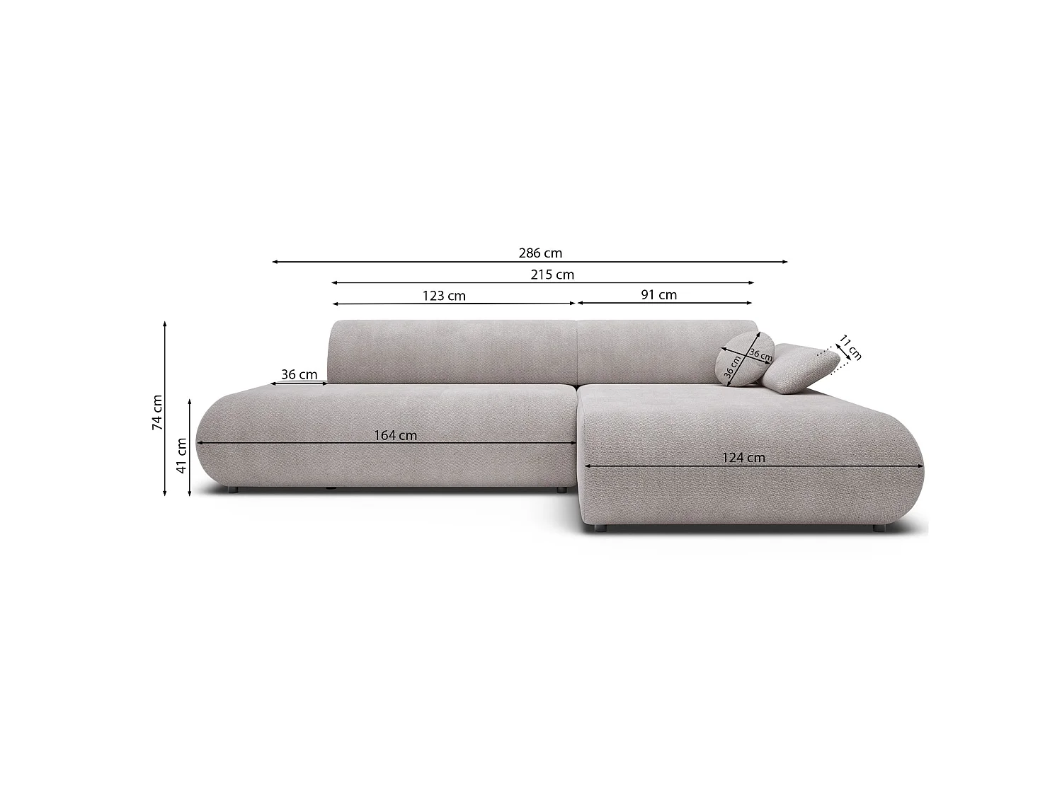 Canapé d'angle convertible – Chenille – angle à gauche – Graphite – ARMONE