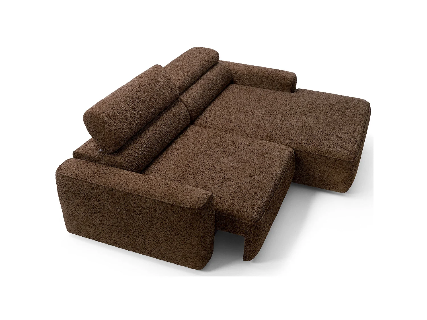 Canapé d’angle avec assise électrique – angle droit – Marron – Chenille – FANDO