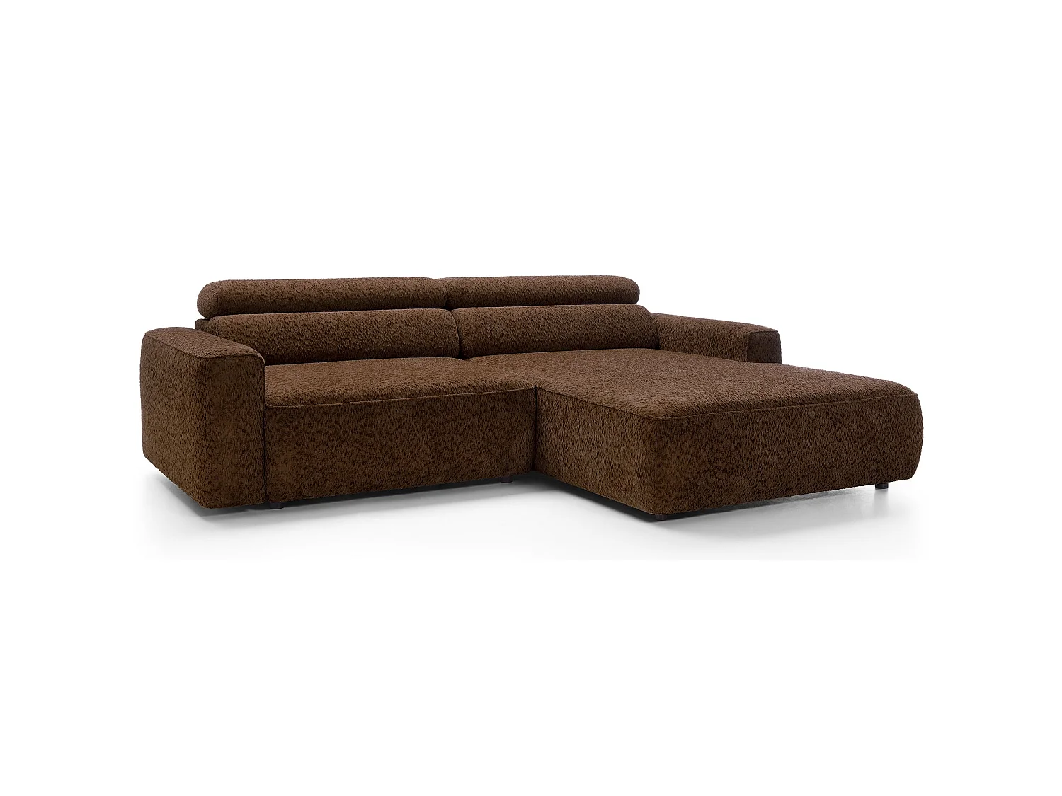Canapé d’angle avec assise électrique – angle droit – Marron – Chenille – FANDO