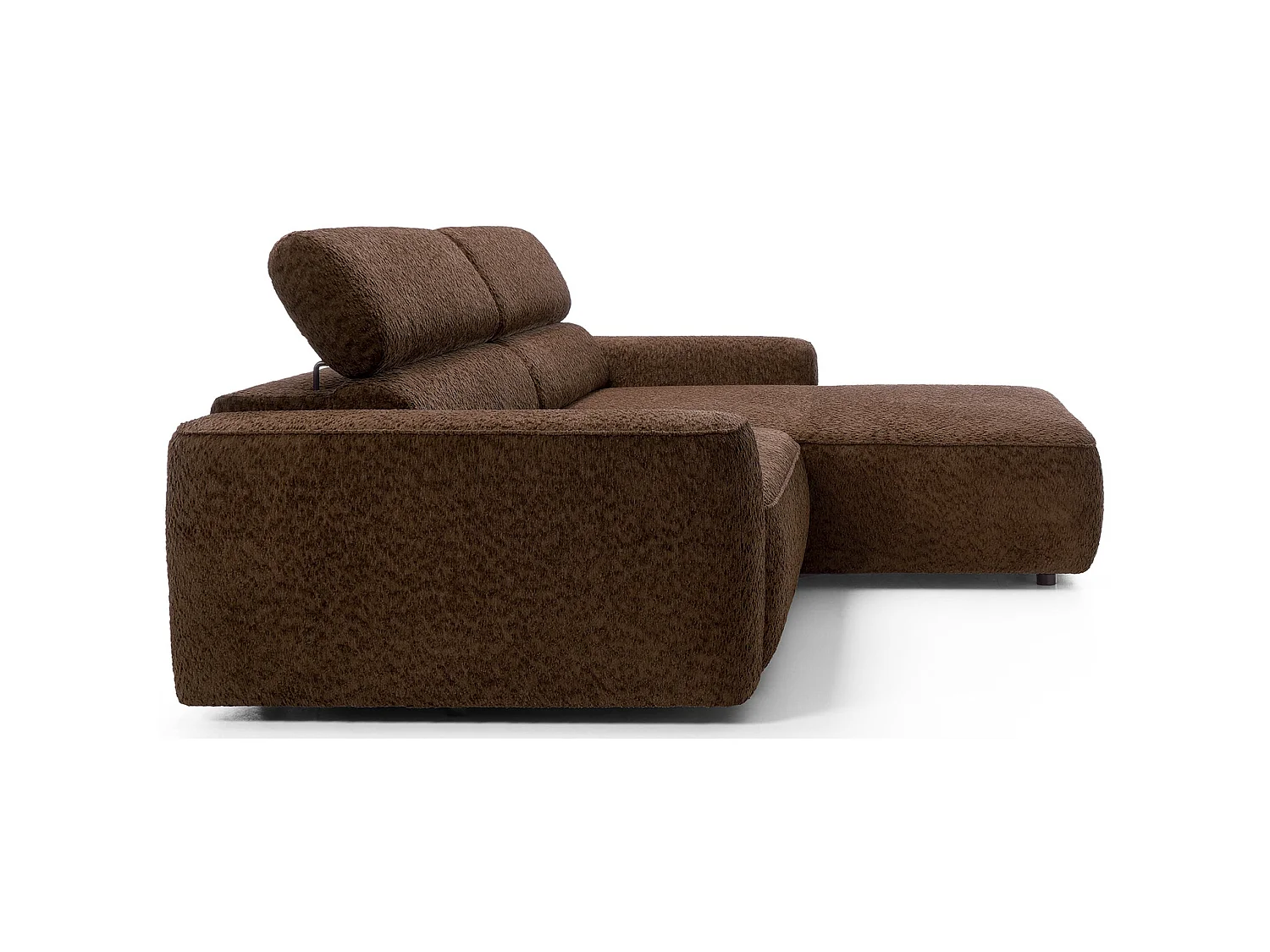 Canapé d’angle avec assise électrique – angle droit – Marron – Chenille – FANDO