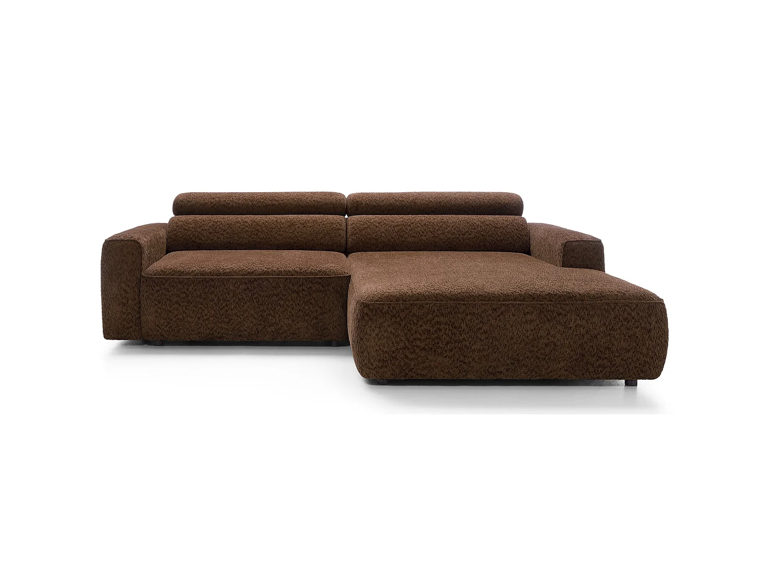 Canapé d’angle avec assise électrique – angle droit – Marron – Chenille – FANDO
