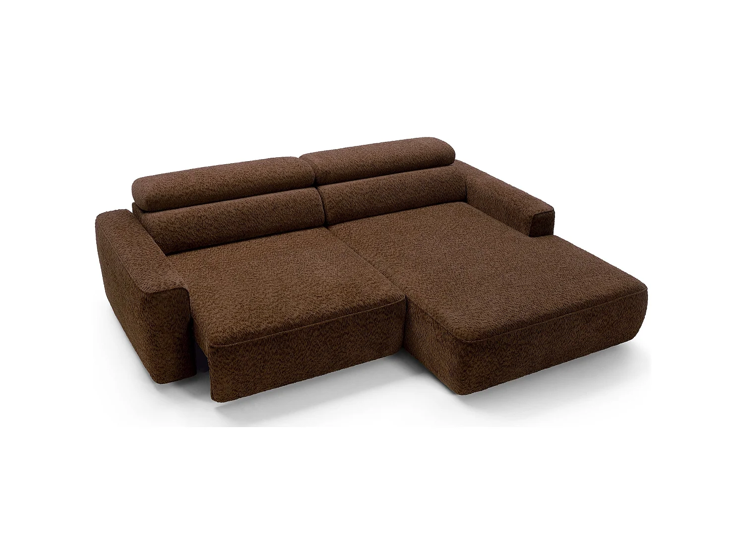 Canapé d’angle avec assise électrique – angle droit – Marron – Chenille – FANDO
