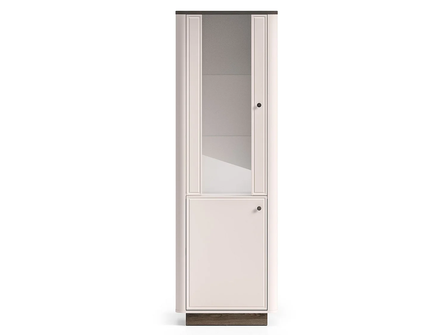 Vitrine haute – 2 portes & LED – Gris cachemire/aspect chêne foncé – 65 cm – VILAVIO
