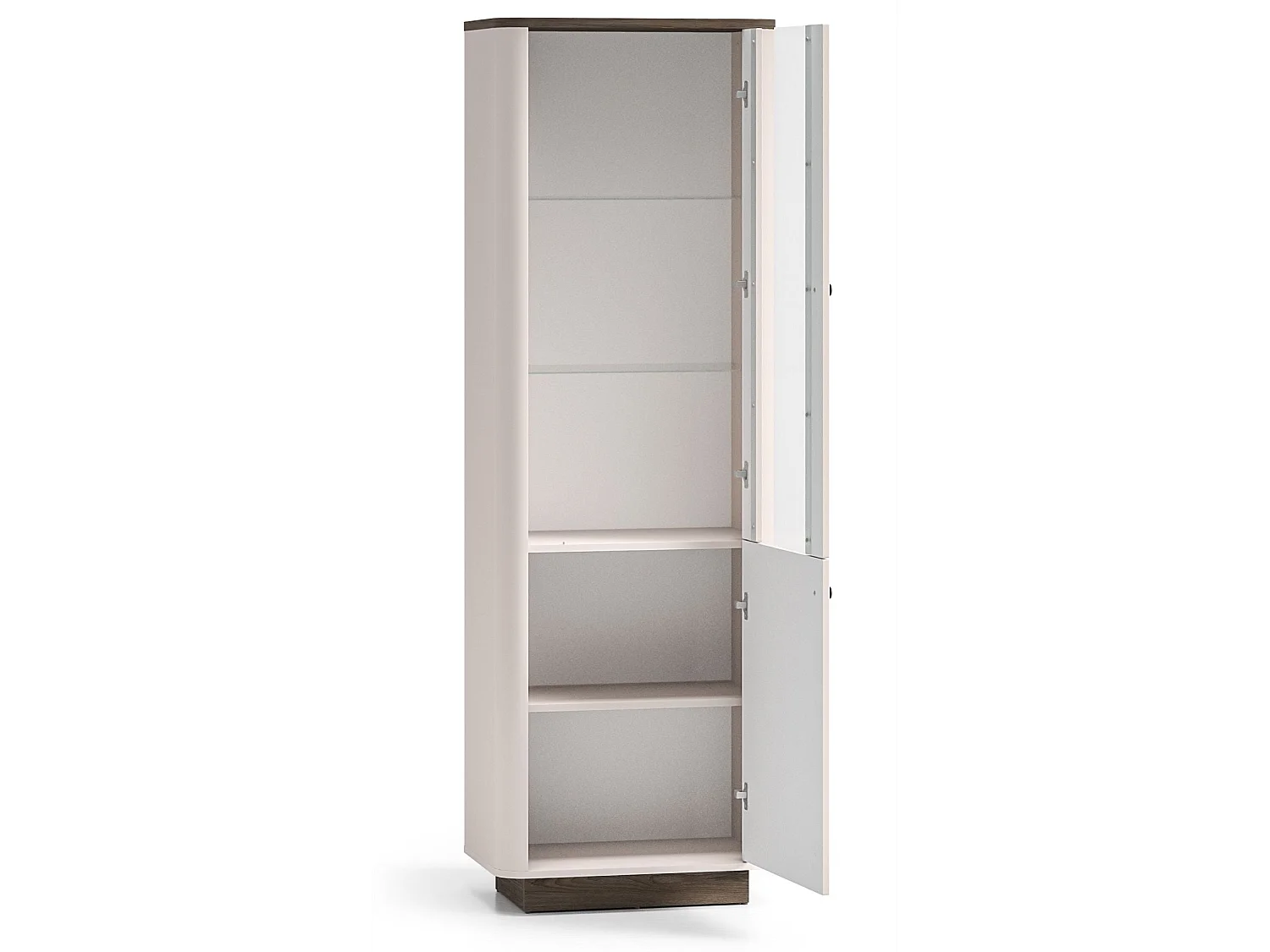 Vitrine haute – 2 portes & LED – Gris cachemire/aspect chêne foncé – 65 cm – VILAVIO
