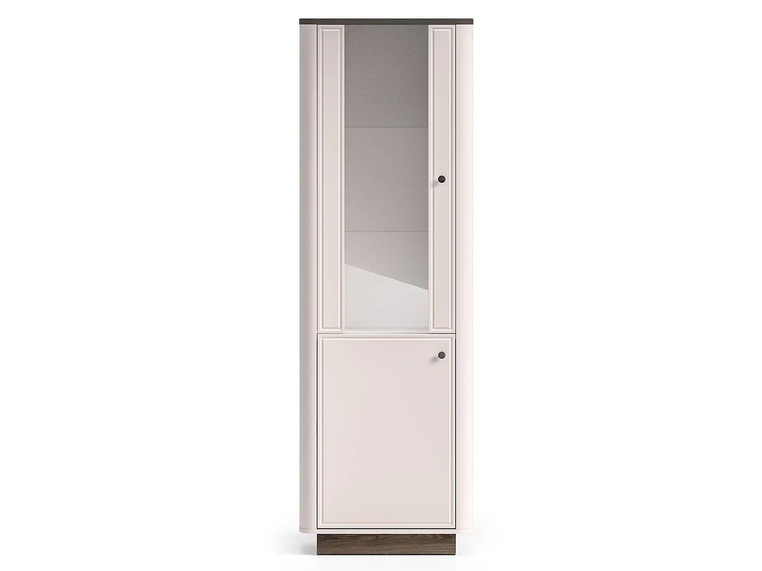 Vitrine haute – 2 portes & LED – Gris cachemire/aspect chêne foncé – 65 cm – VILAVIO