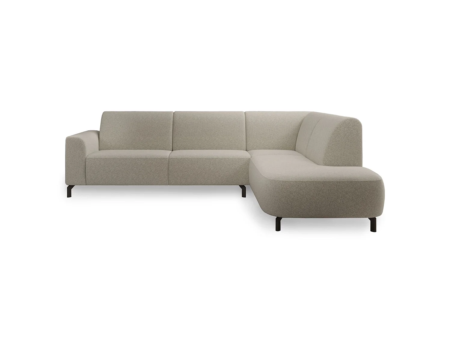 Canapé d'angle droit 4 places en tissu beige LUNUNA