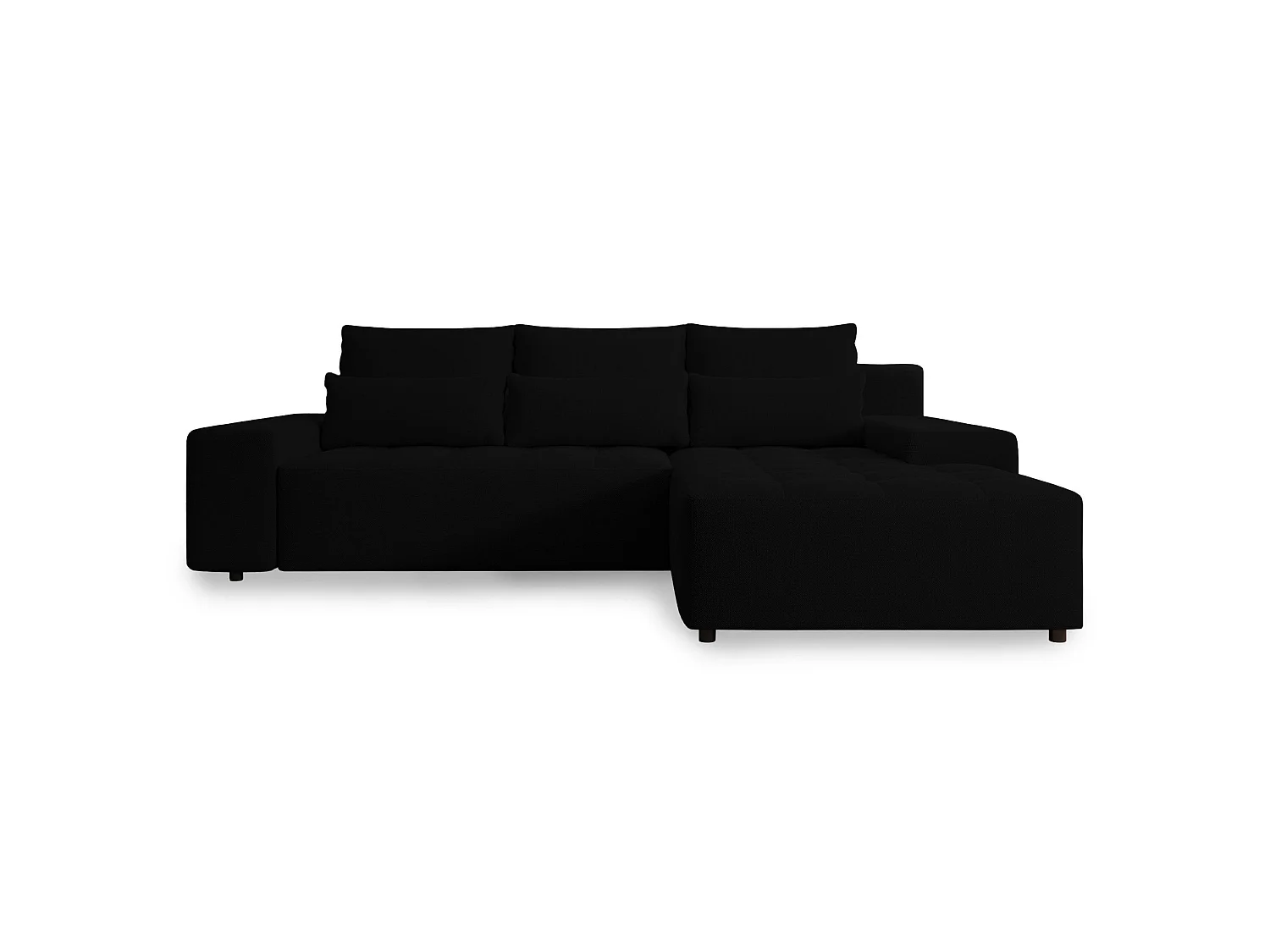 Ecksofa mit Schlaffunktion & Bettkasten – Chenille wasserabweisend – Universal – Schwarz – NELURO
