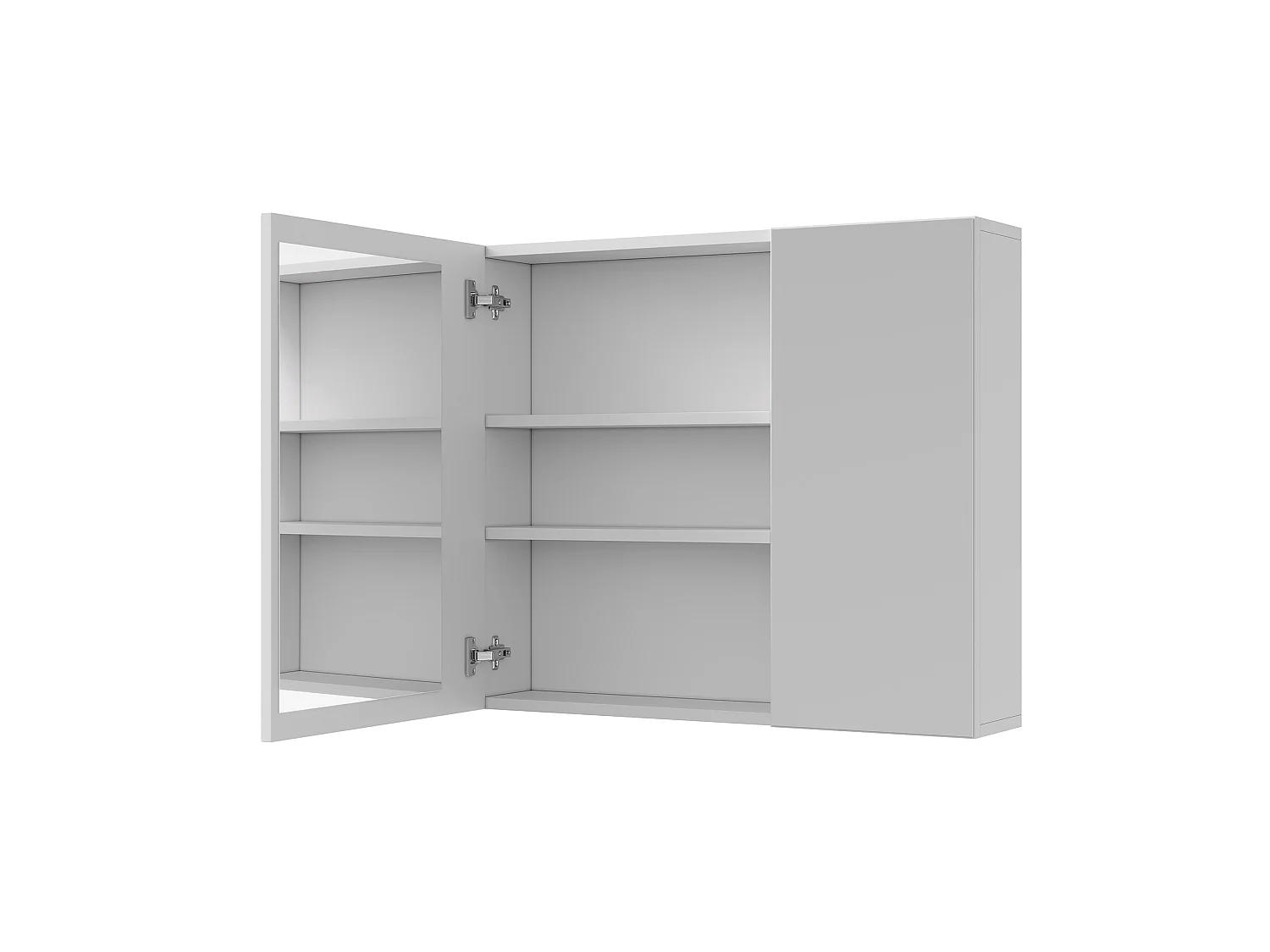 Armoire de Salle de Bain avec Miroir, 2 Porte et LED,  Anti-buée, 3 Étagère réglable, 70x60x13.5cm