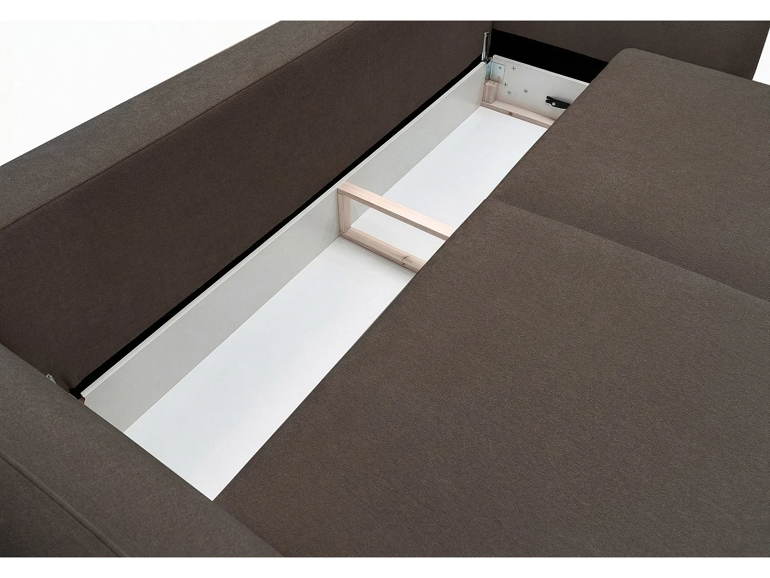 Canapé convertible 3 places avec coffre en tissu chenille marron ZORDO