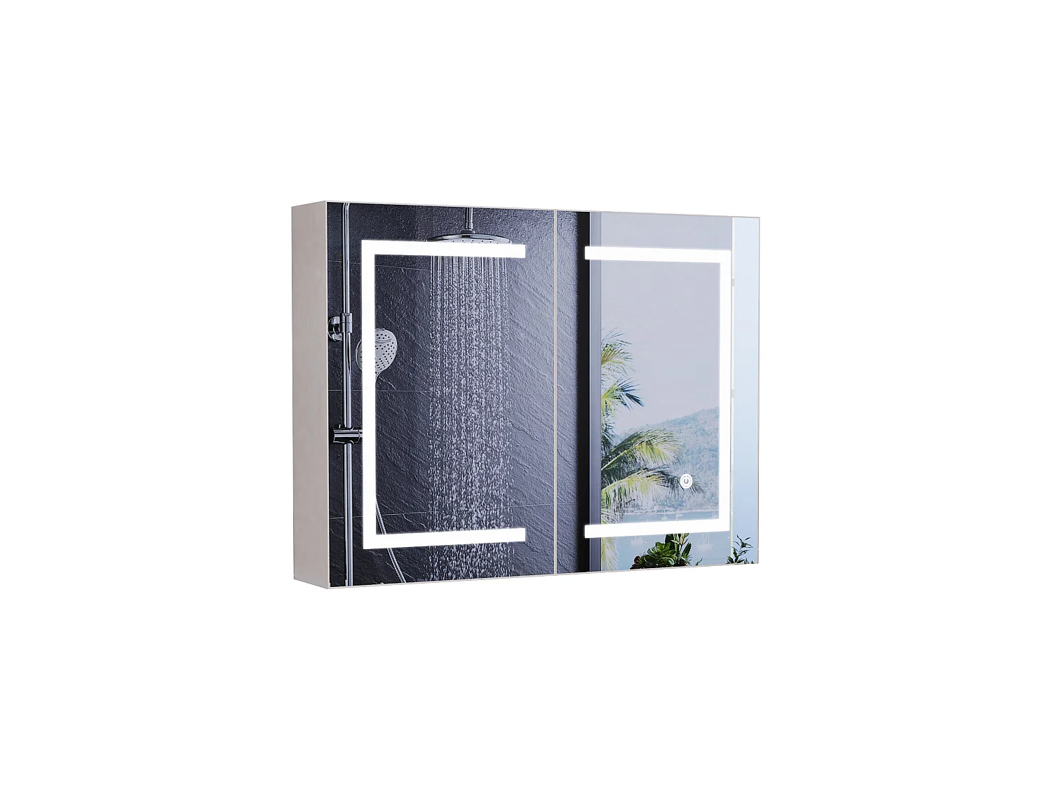 Armoire de Salle de Bain avec Miroir et LED éclairage 80x60x13.5cm Étagère Réglable, Température de Couleur Réglable