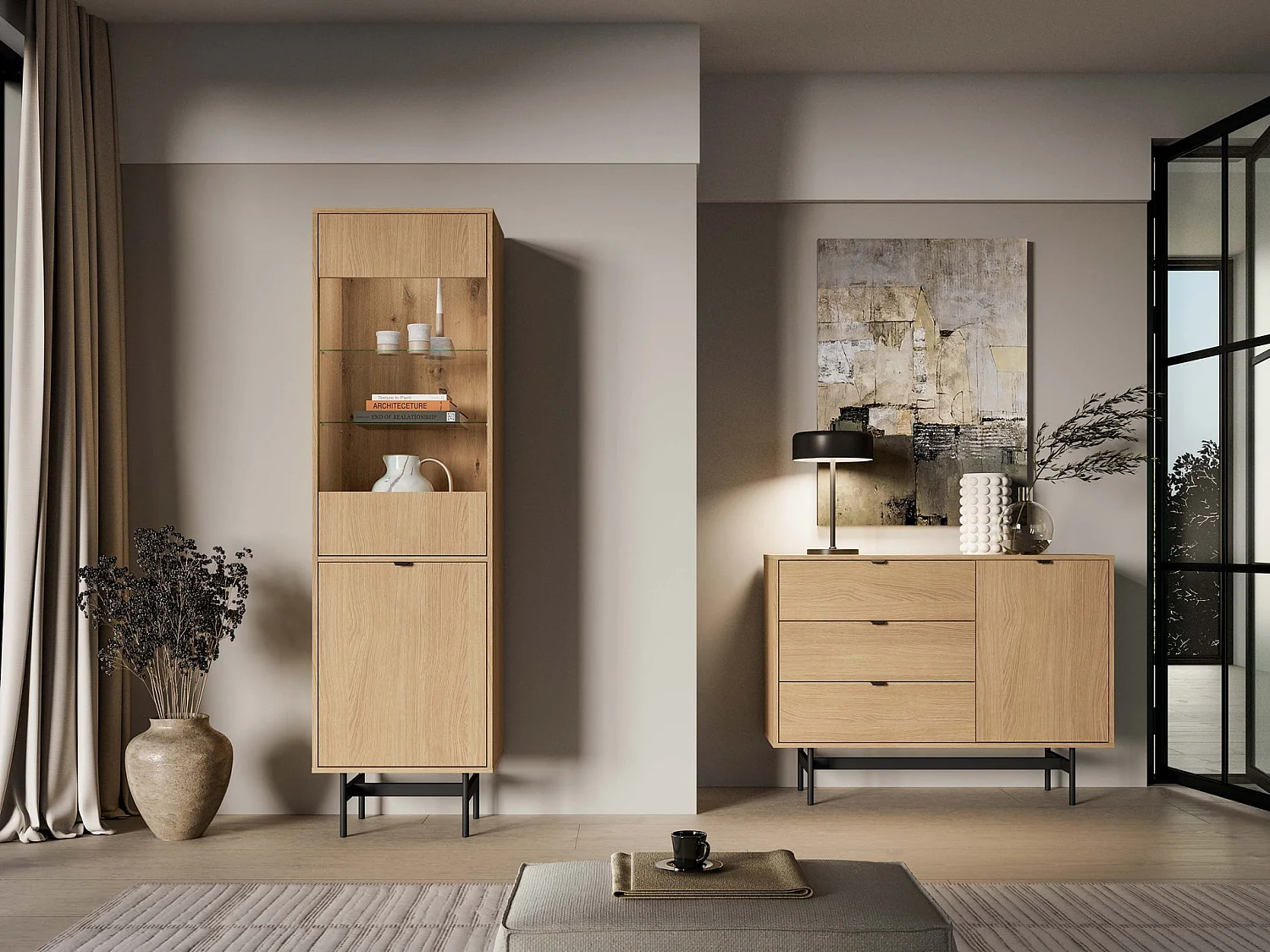 Vitrine 1 porte – Chêne mavelie – 54 cm – HEGGERS
