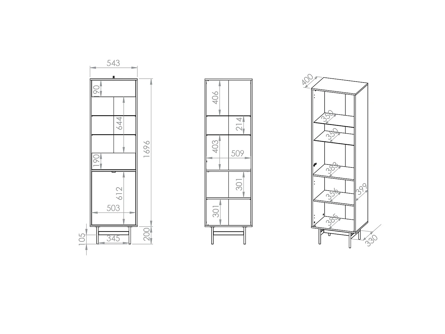 Vitrine 1 porte – Chêne mavelie – 54 cm – HEGGERS
