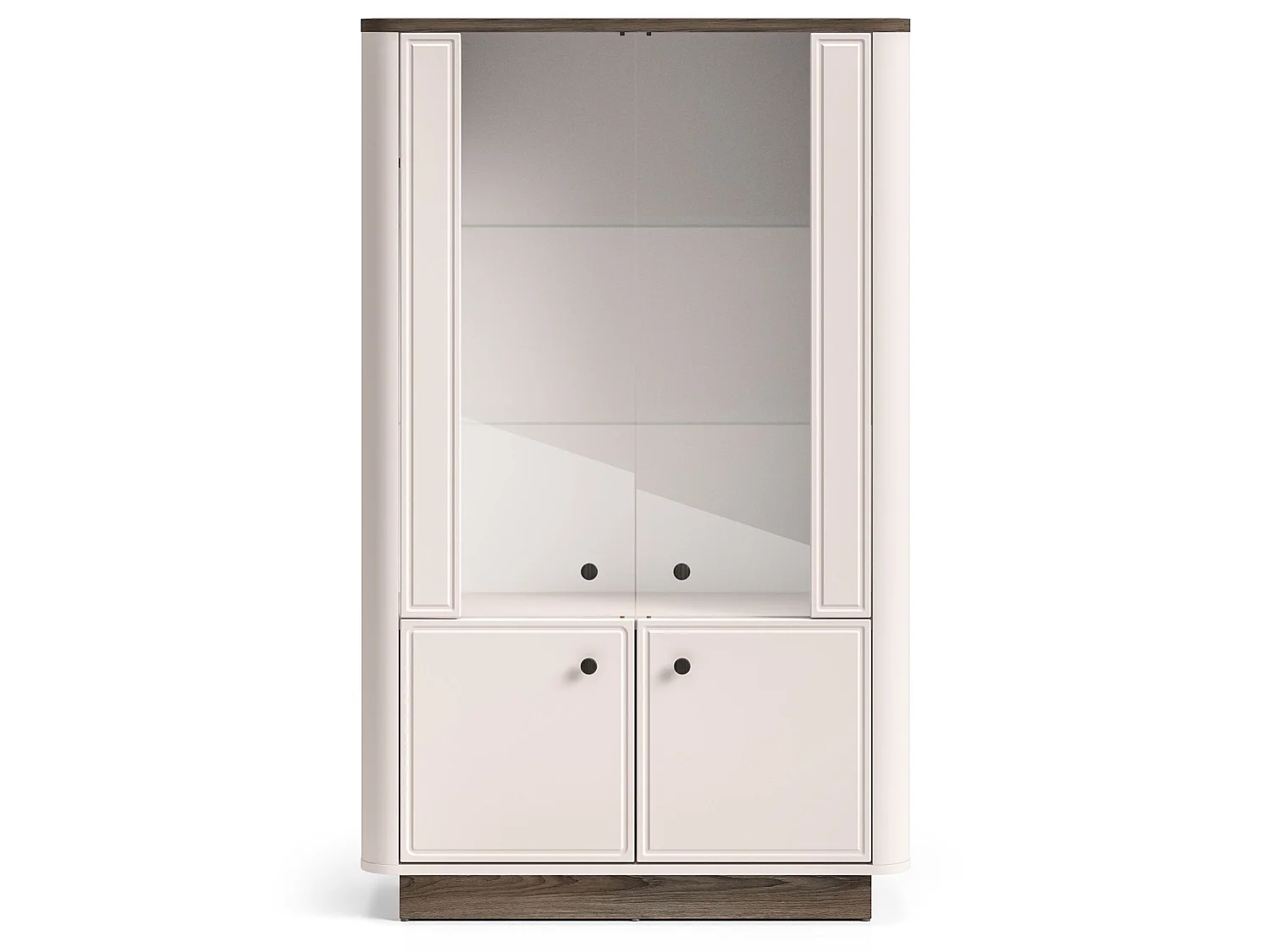 Vitrine basse – 4 portes & LED – Gris cachemire/aspect chêne foncé – 92 cm – VILAVIO