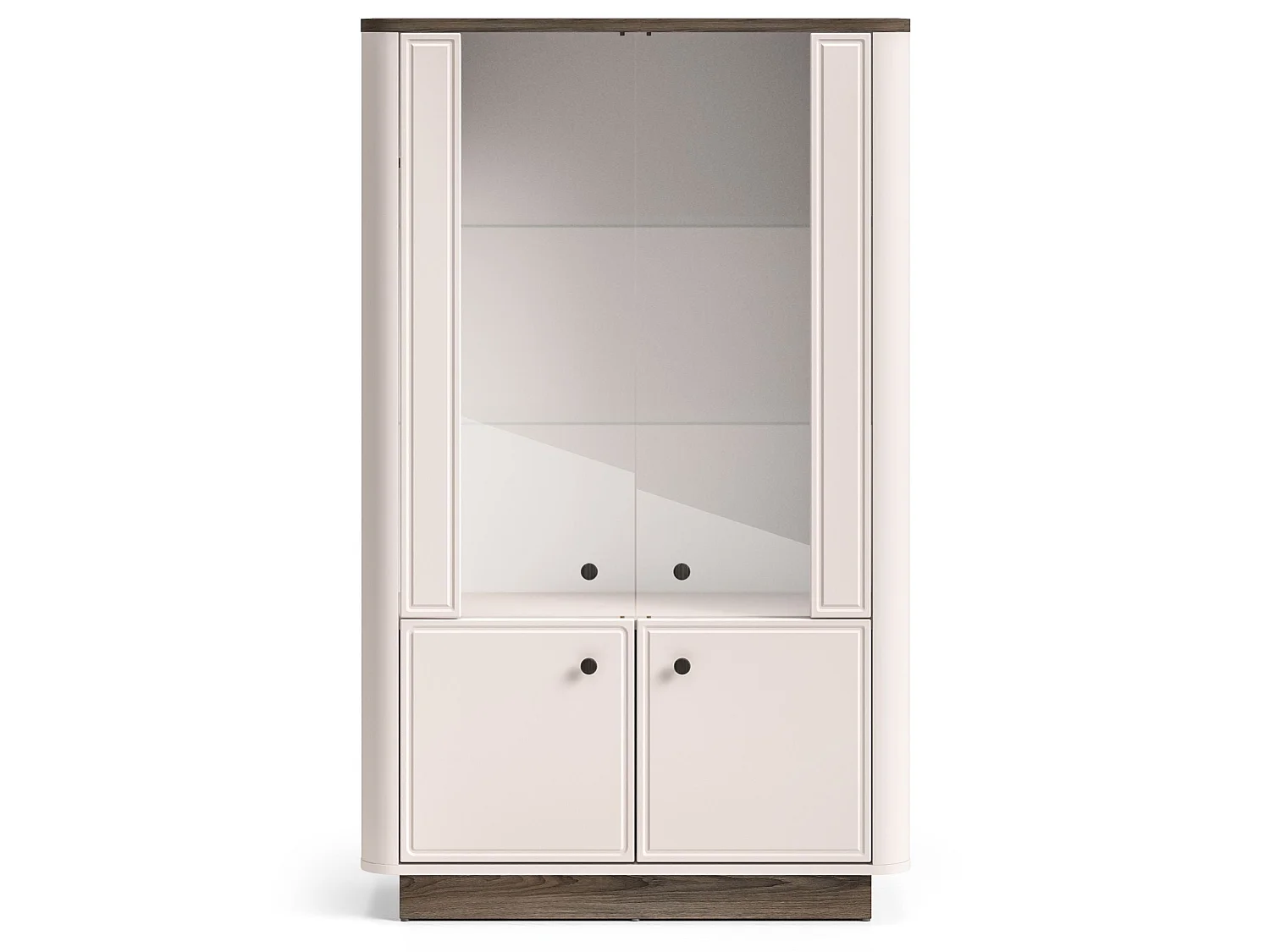 Vitrine 4-türig mit LED – Kaschmirgrau/Eichenoptik Dunkel – 92 cm – VILAVIO