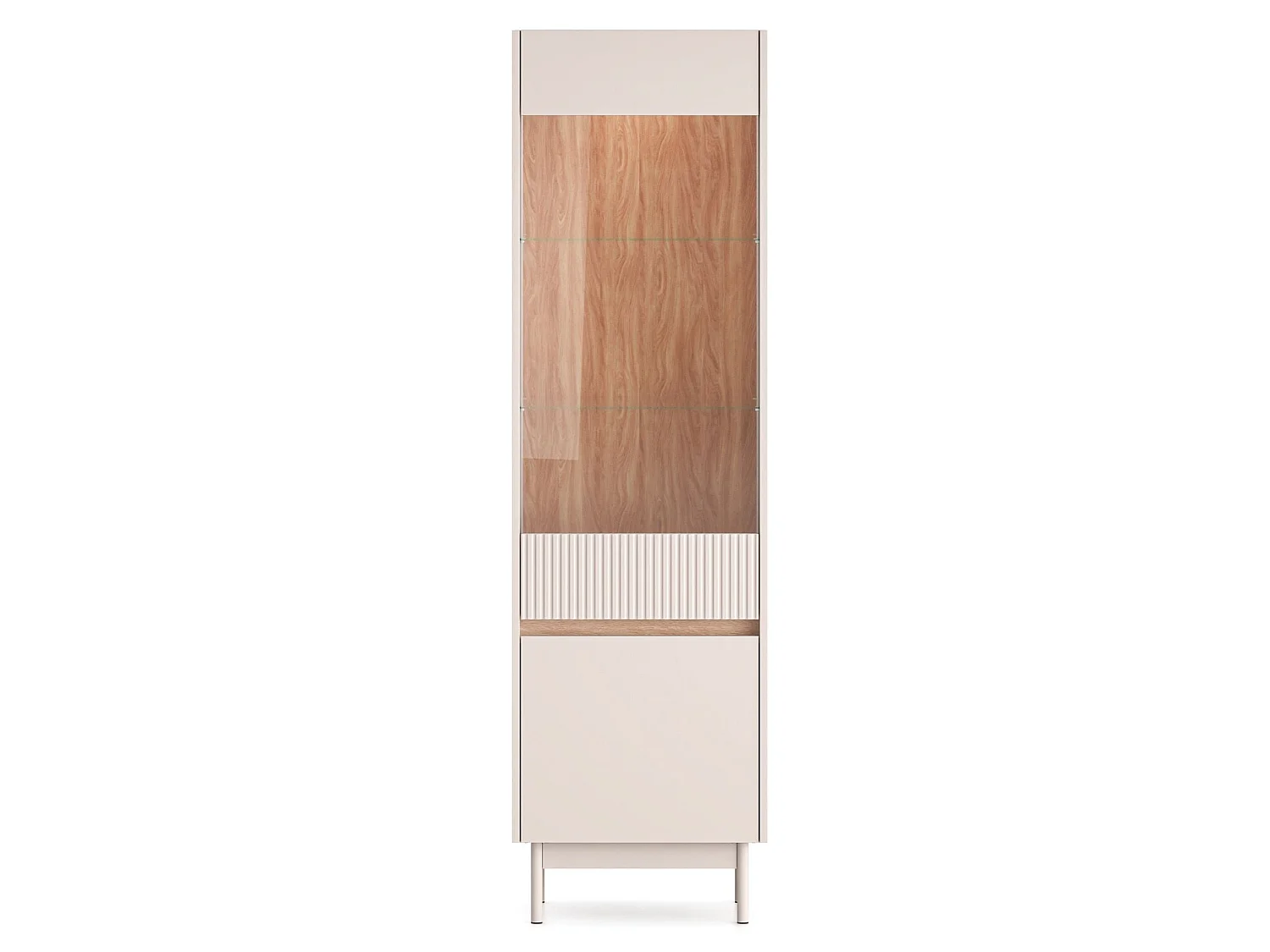 Vitrine 2 portes – verre & LED – Gris cachemire/aspect chêne – 55 cm – DUNEA