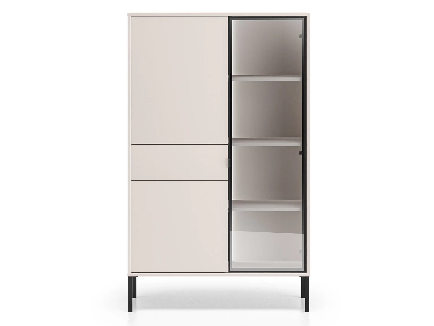 Vitrine 3 portes – avec LED – Gris cachemire – 92 cm – BARNNEE