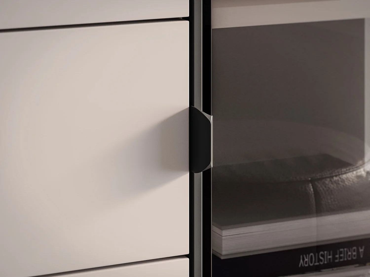 Vitrine 3 portes – avec LED – Gris cachemire – 92 cm – BARNNEE