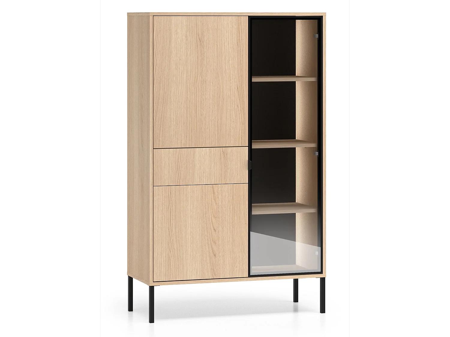Vitrine 3 portes – avec LED – chêne – 92 cm – BARNNEE