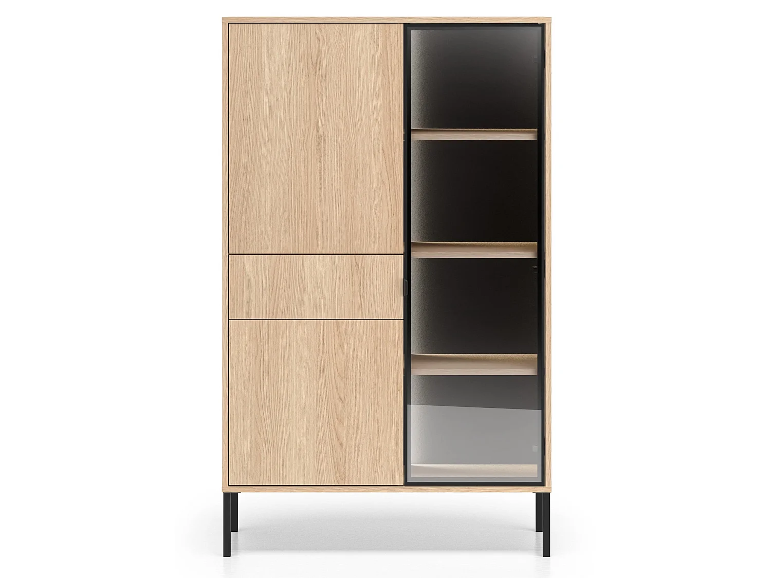 Vitrine 3 portes – avec LED – chêne – 92 cm – BARNNEE