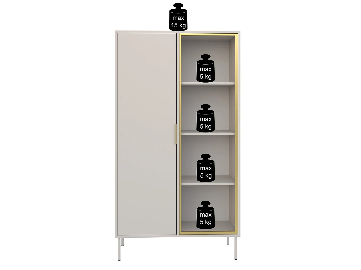 Vitrine 2 portes – façade en verre – Cachemire – 90 cm – VENA
