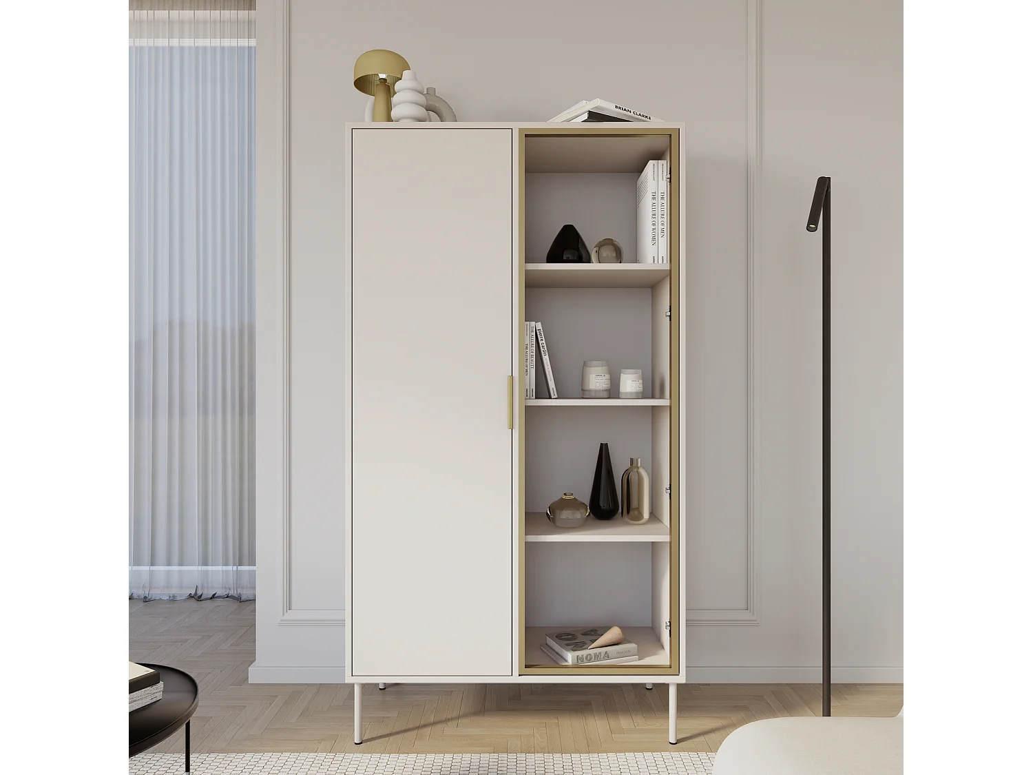 Vitrine 2 portes – façade en verre – Cachemire – 90 cm – VENA