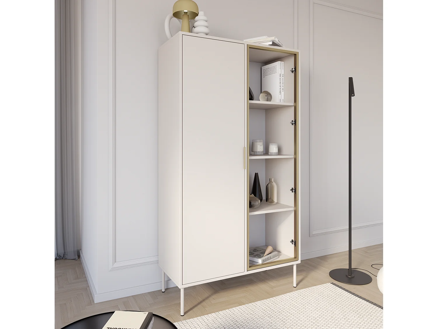 Vitrine 2 portes – façade en verre – Cachemire – 90 cm – VENA