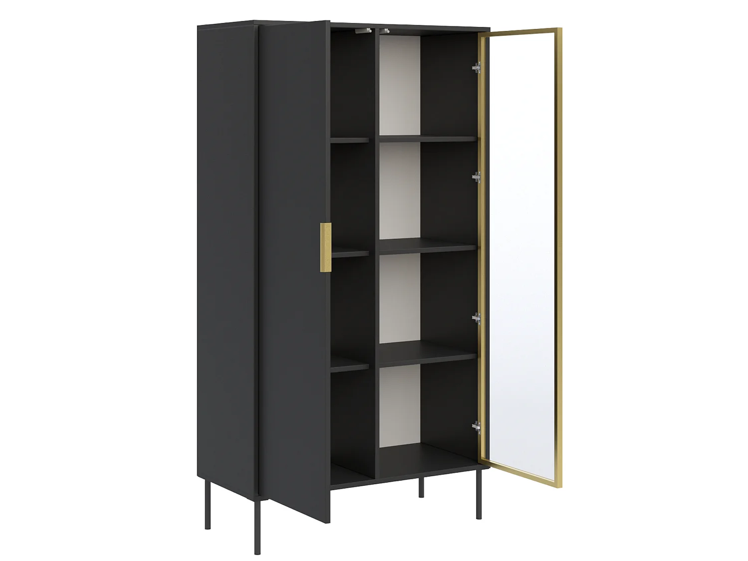 Vitrine 2 portes – façade en verre – Noir – 90 cm – VENA