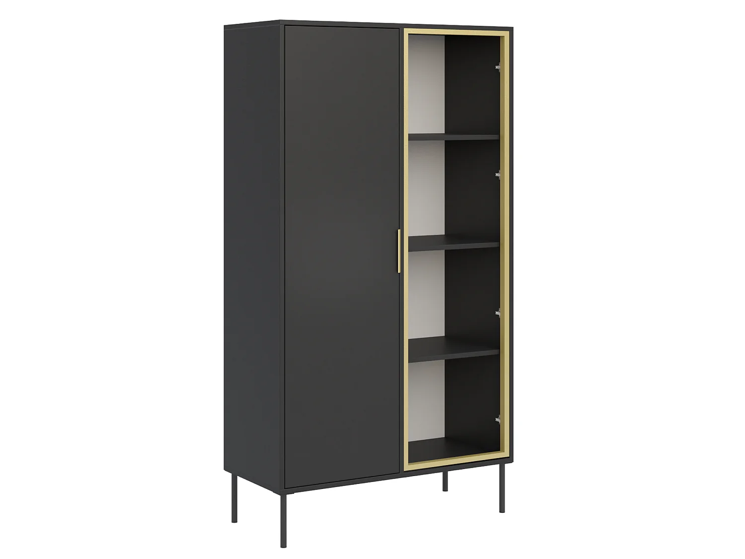 Vitrine 2 portes – façade en verre – Noir – 90 cm – VENA