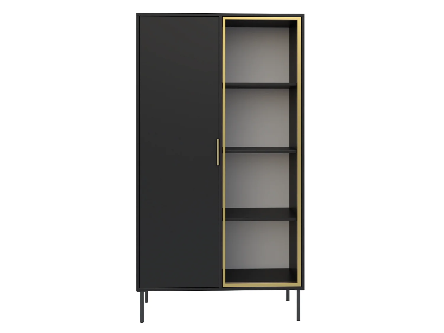 Vitrine 2 portes – façade en verre – Noir – 90 cm – VENA