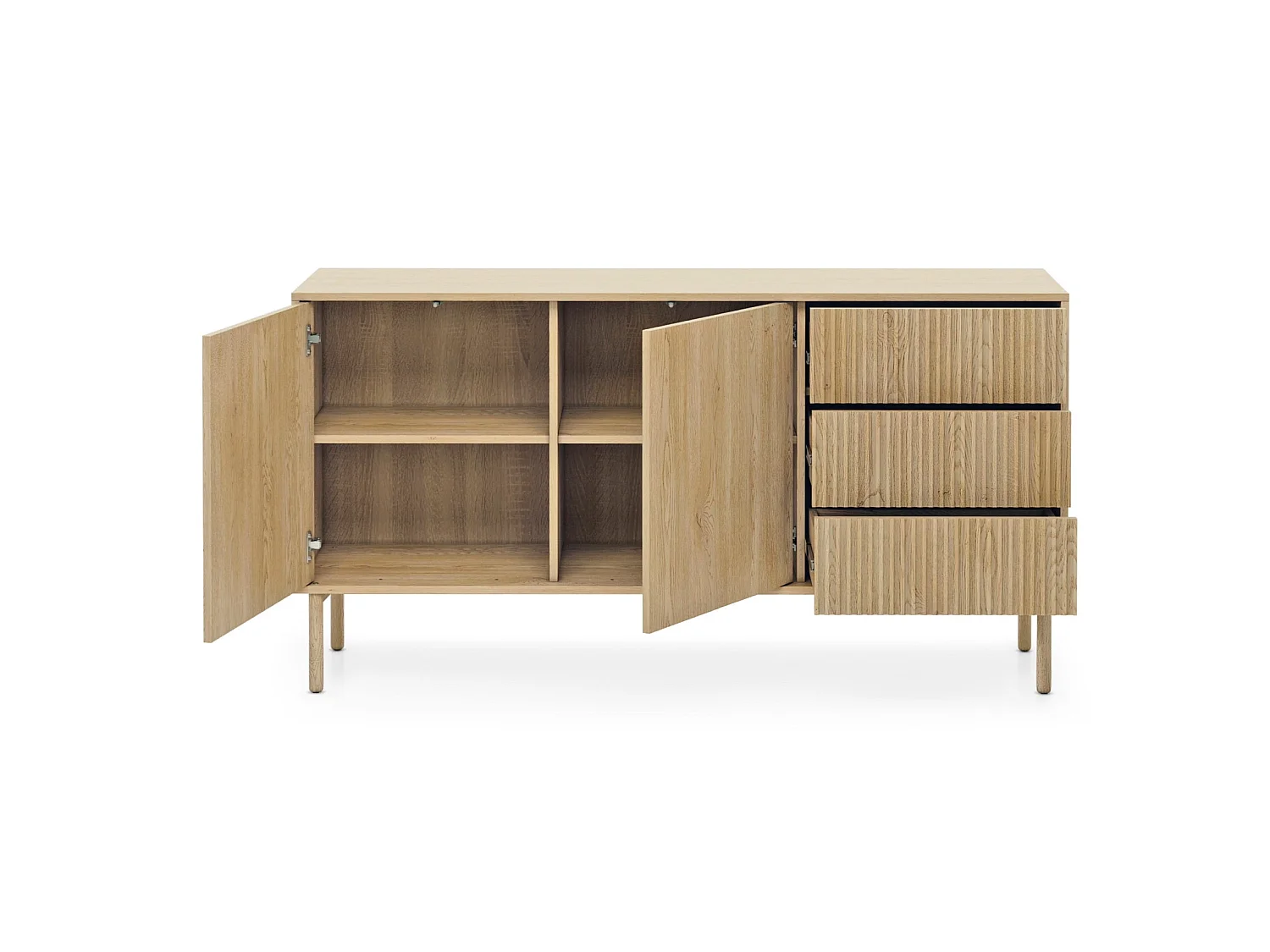 Sideboard 3-türig,3 Schubladen, Cremona Eiche, 153 cm - TAVO