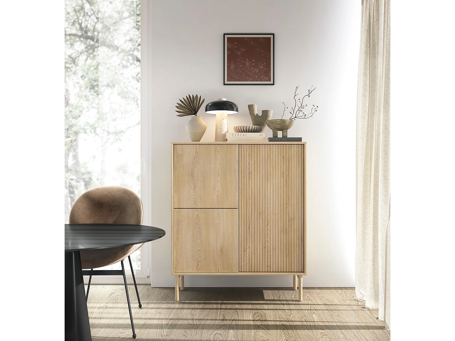 Highboard 3-türig, Cremona Eiche, 113 cm - TAVO