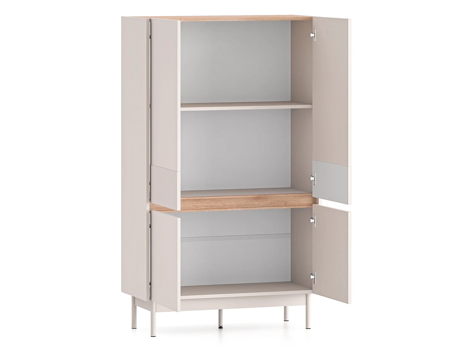 Highboard 4-türig – Kaschmirgrau/Eichenholzoptik – 92 cm – DUNEA