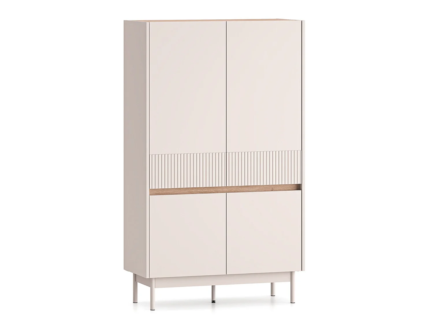 Highboard 4-türig – Kaschmirgrau/Eichenholzoptik – 92 cm – DUNEA