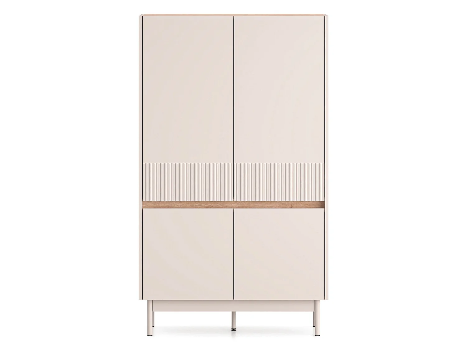 Highboard 4-türig – Kaschmirgrau/Eichenholzoptik – 92 cm – DUNEA