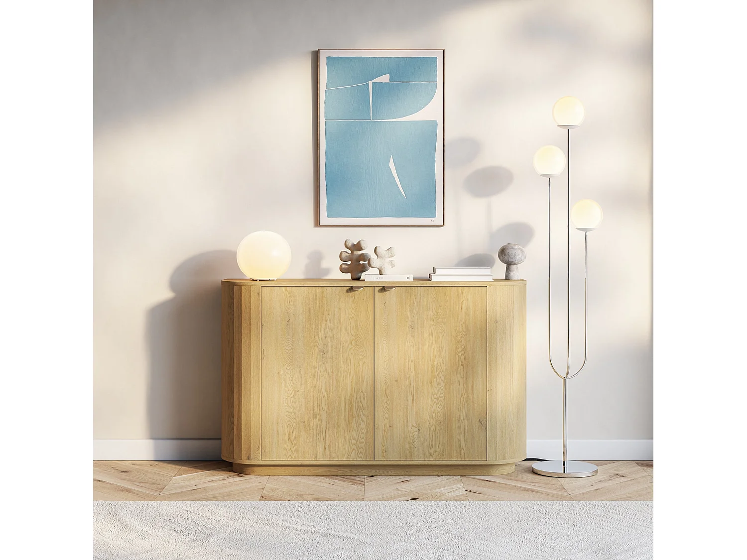 Sideboard 2-türig, Eiche Cremona Torro, 140 cm - CORU