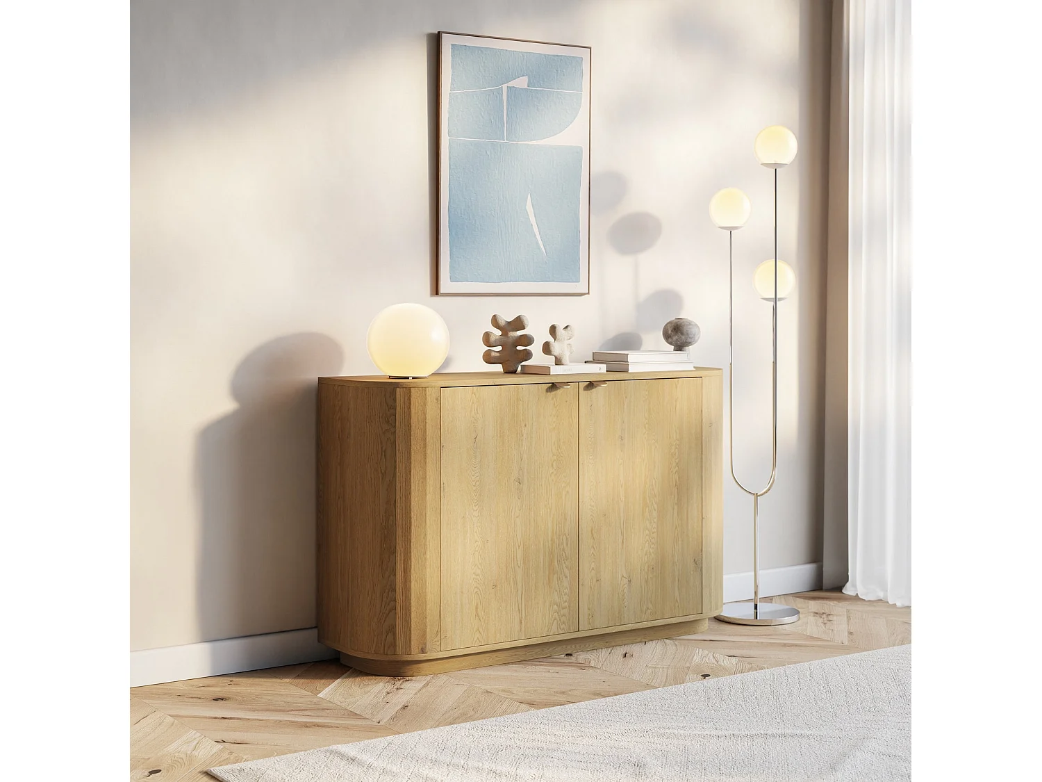Sideboard 2-türig, Eiche Cremona Torro, 140 cm - CORU