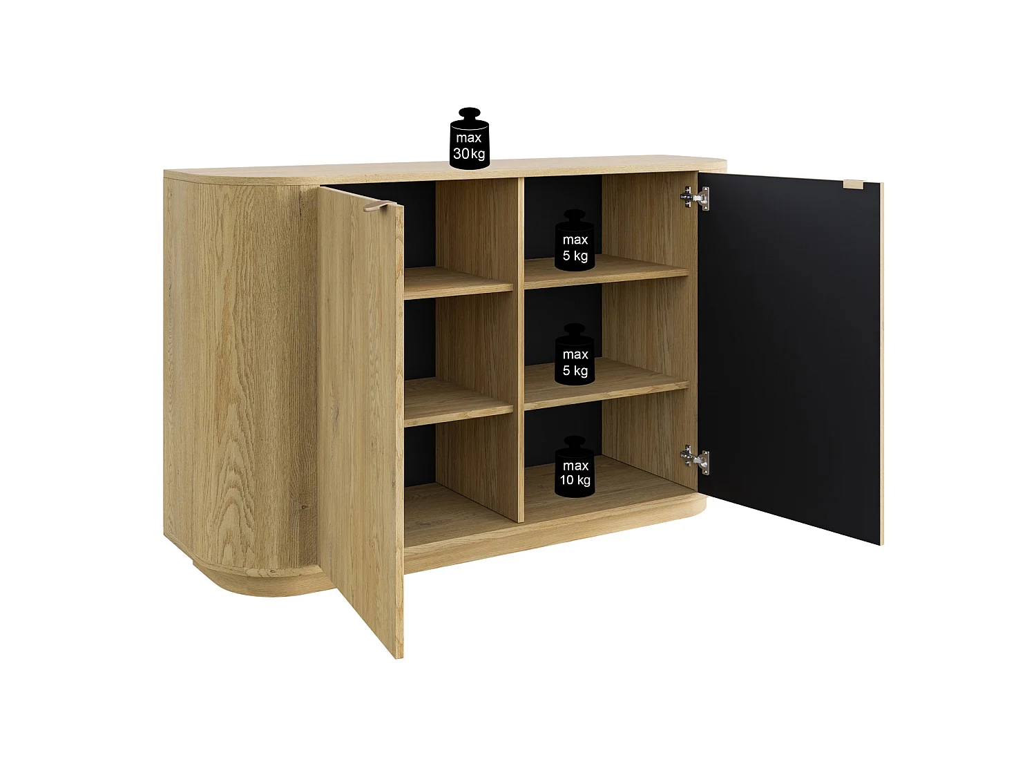 Sideboard 2-türig, Eiche Cremona Torro, 140 cm - CORU