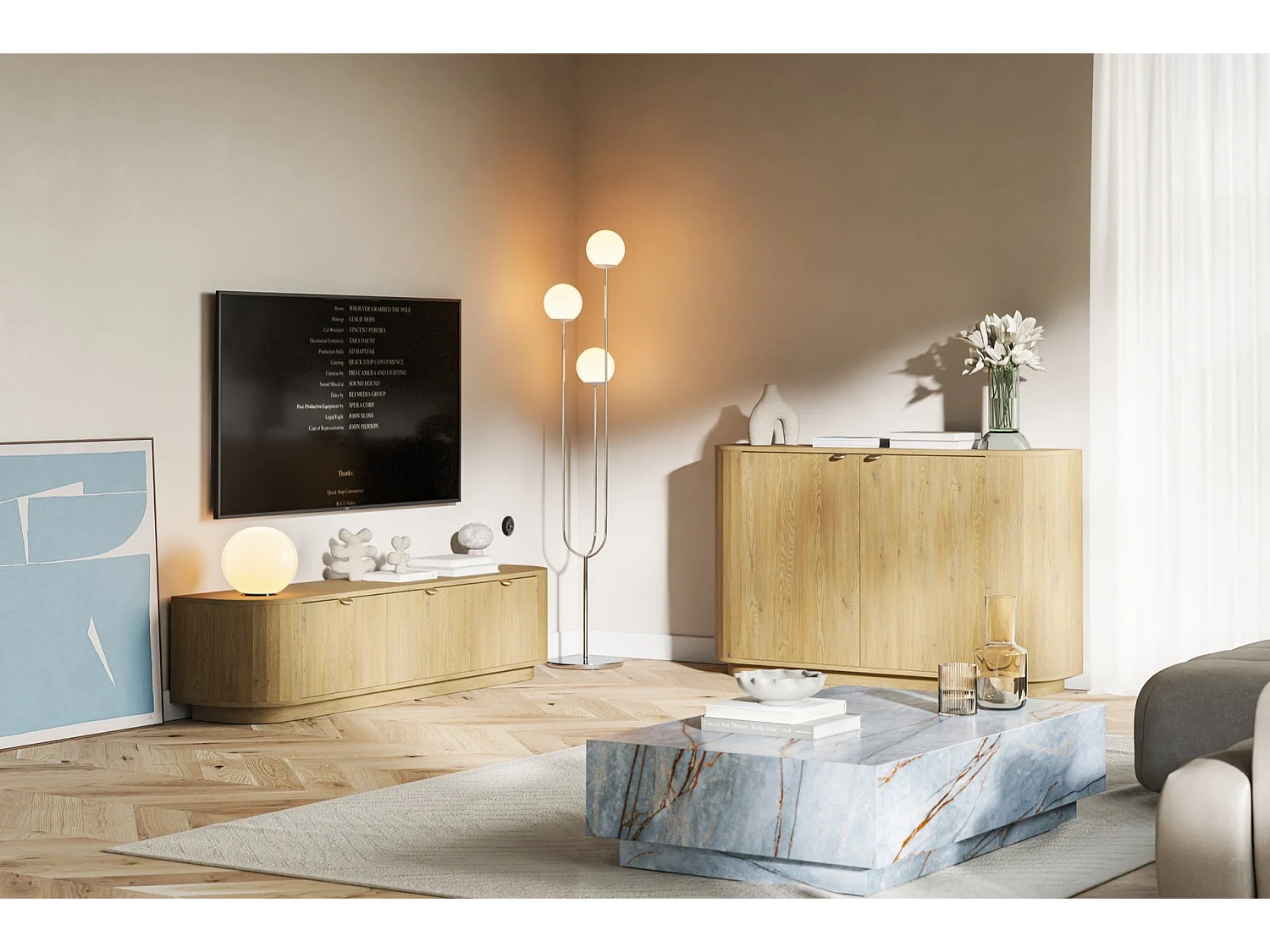 Sideboard 2-türig, Eiche Cremona Torro, 140 cm - CORU