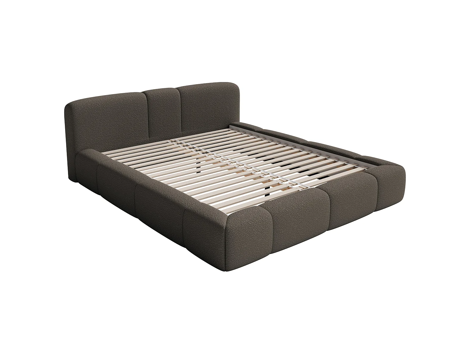 Polsterbett 160x200 cm – Bouclé Braun – BOWIA