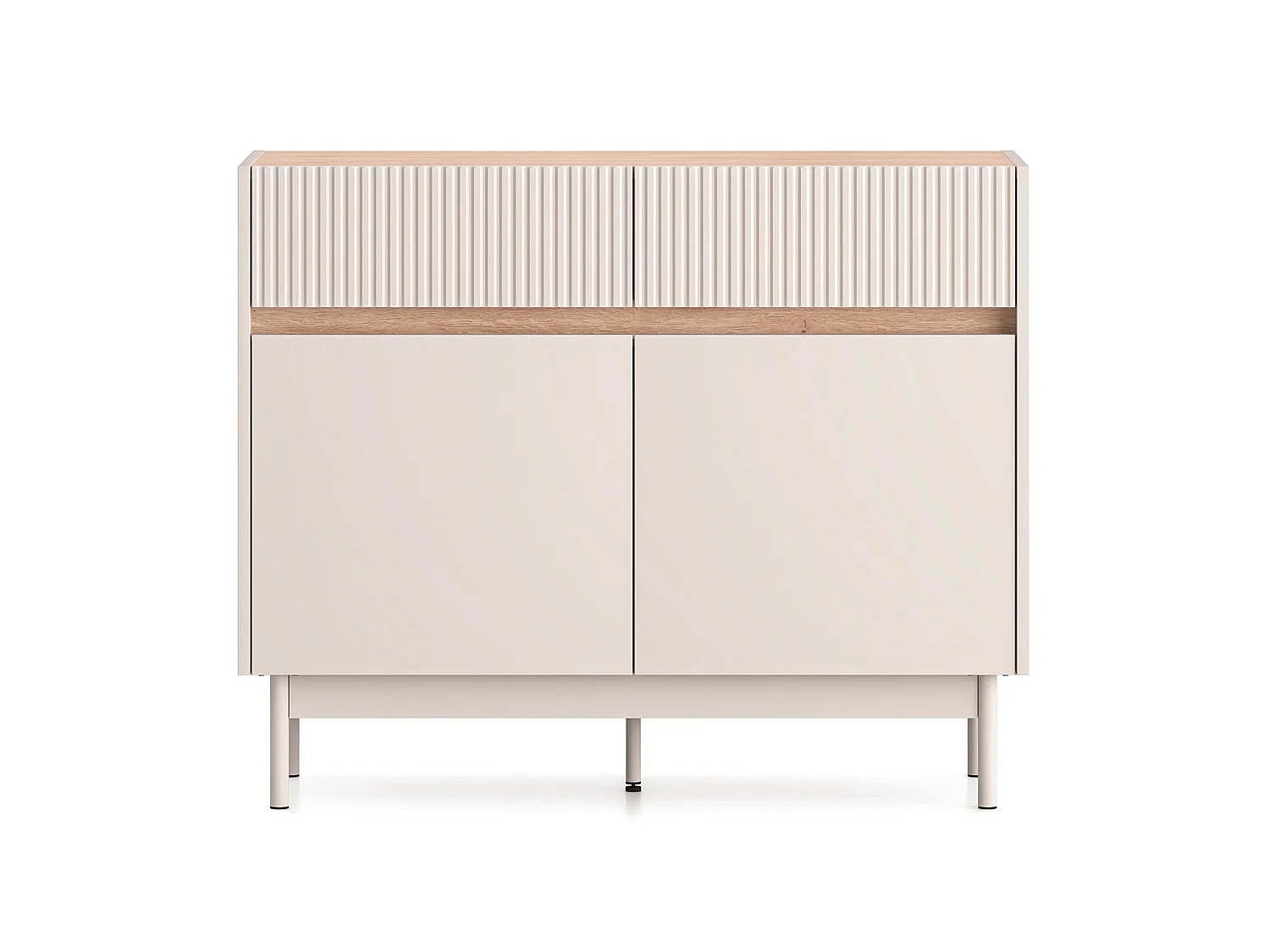 Sideboard mit 2 Schubladen – Kaschmirgrau/Eichenholzoptik – 104 cm – DUNEA