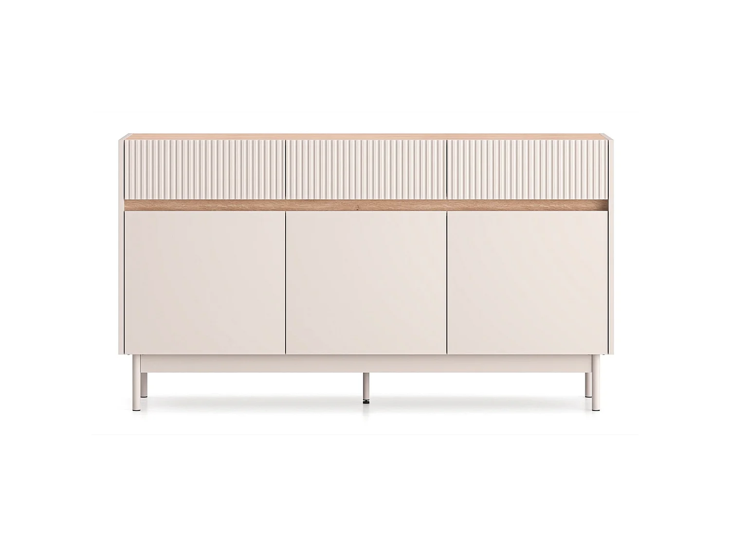 Sideboard mit 3 Schubladen – Kaschmirgrau/Eichenholzoptik – 154 cm – DUNEA
